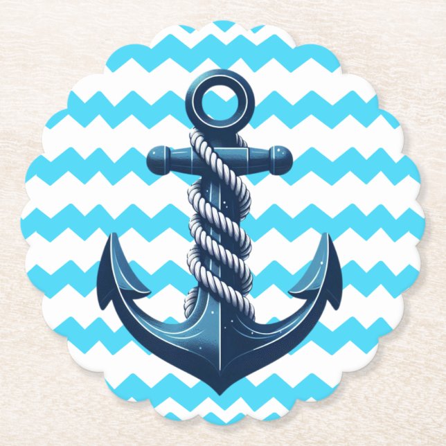 Posavasos De Papel Anuncio azul con olas azules (Anverso)