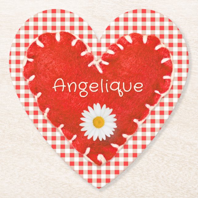 Posavasos De Papel Applit y Daisy personalizados en Gingham (Anverso)