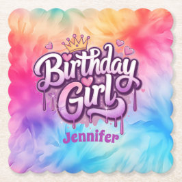 Posavasos De Papel Apreciable Papel Chica de Cumpleaños
