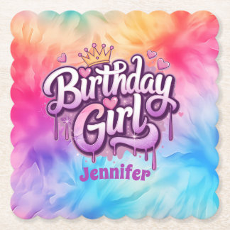 Posavasos De Papel Apreciable Papel Chica de Cumpleaños