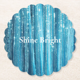 Posavasos De Papel Aqua Blue Glam Tinsel Stripes