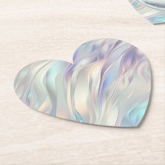 Posavasos De Papel Aqua Blue Purple Pearl White (En perspectiva)