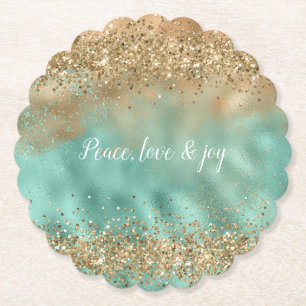 Posavasos De Papel Aqua Gold Purpurina Confetti