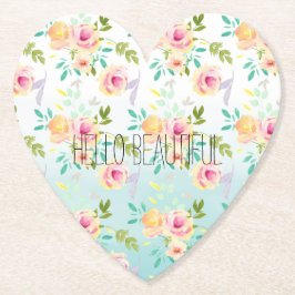 Posavasos De Papel Aqua Ombre Flor Amarilla Rosa