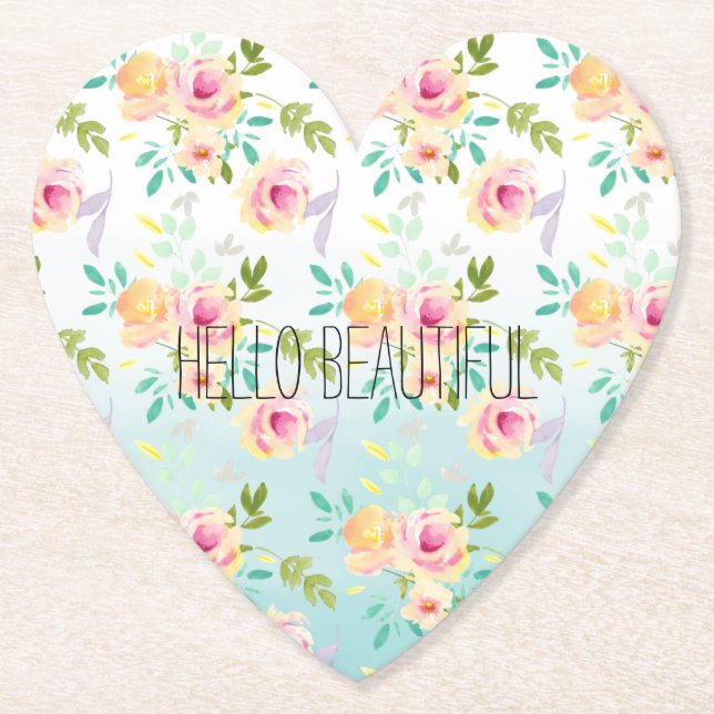 Posavasos De Papel Aqua Ombre Flor Amarilla Rosa (Anverso)