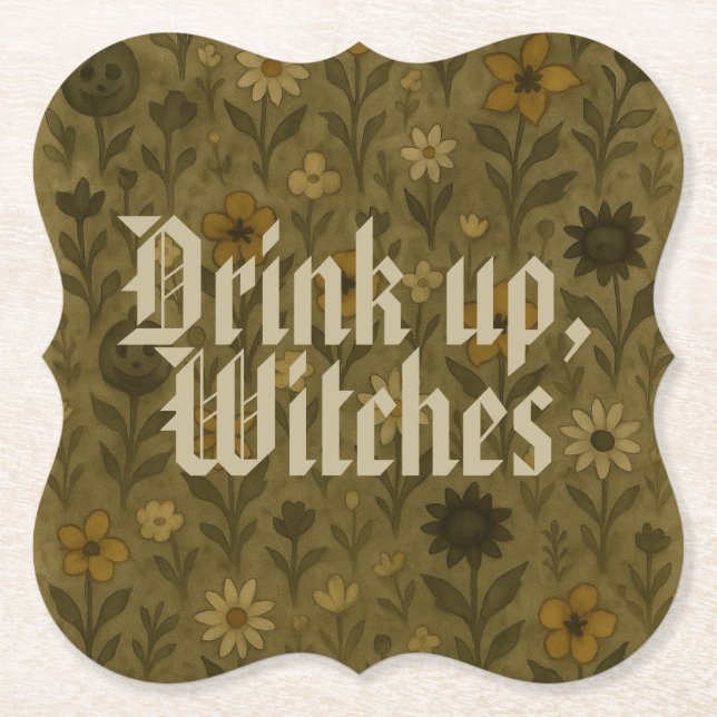 Posavasos De Papel Aquí para la bebida "Boos", brujas (Anverso)