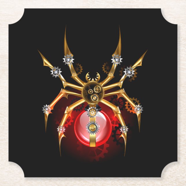 Posavasos De Papel Araña de vapor sobre negro (Anverso)