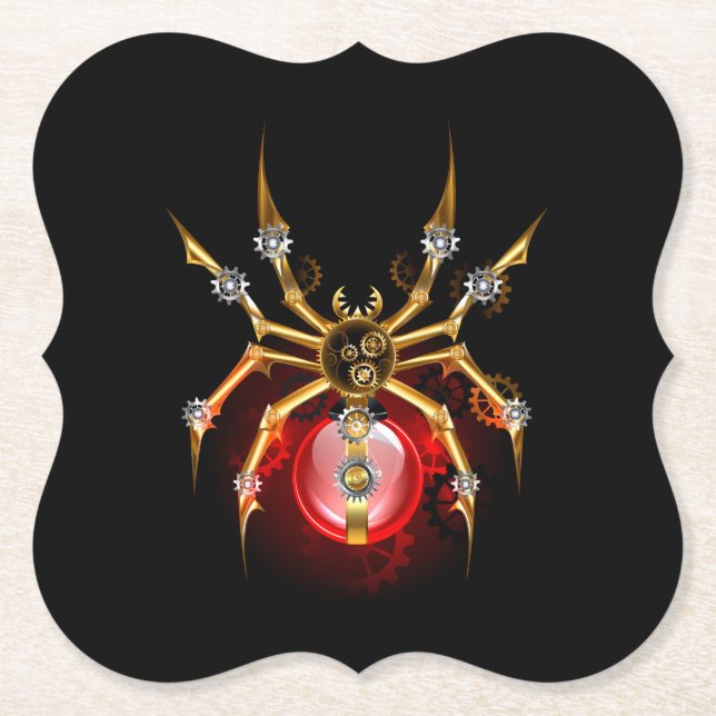 Posavasos De Papel Araña de vapor sobre negro (Anverso)