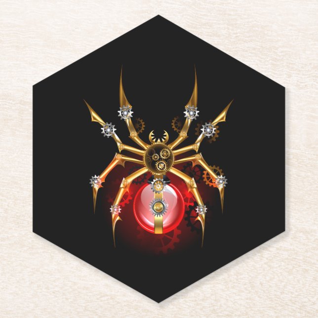 Posavasos De Papel Araña de vapor sobre negro (Anverso)