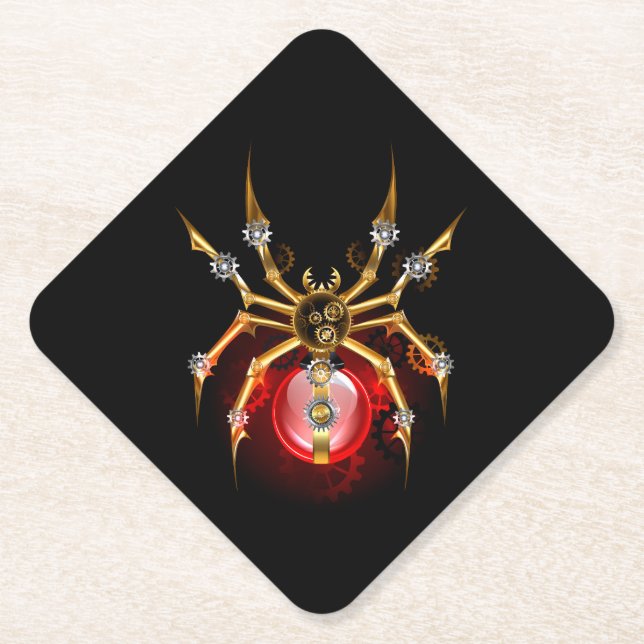 Posavasos De Papel Araña de vapor sobre negro (Anverso)