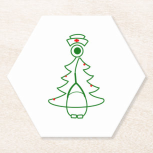 Posavasos De Papel Árbol de estetioscopio (verde)