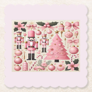 Posavasos De Papel Árbol de Navidad de Cascanueces Rosa