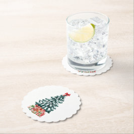 Posavasos De Papel Árbol de Navidad nevado lindo