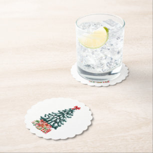 Posavasos De Papel Árbol de Navidad nevado lindo