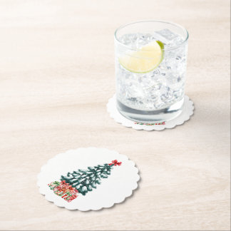 Posavasos De Papel Árbol de Navidad nevado lindo