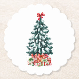 Posavasos De Papel Árbol de Navidad nevado lindo