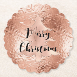 Posavasos De Papel Árbol de Navidad Rosa Gold Glam Purpurina