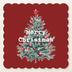 Posavasos De Papel Árbol de navidad verde rojo
