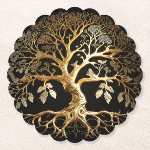 Posavasos De Papel Árbol dorado de la vida Yggdrasil