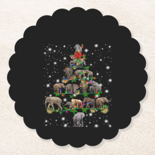 Posavasos De Papel Árbol elefante de Navidad cubierto por linterna