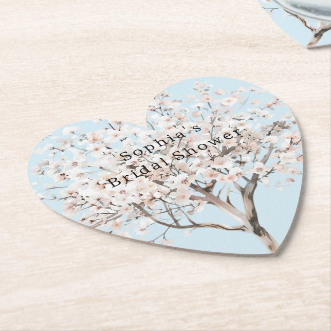 Posavasos De Papel Árbol Floral Rosa Hermoso Baby Shower Nupcial (En perspectiva)