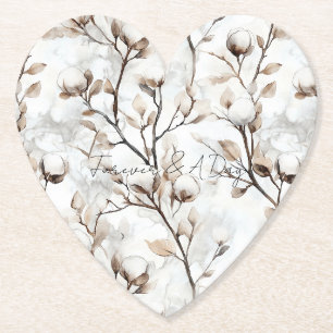 Posavasos De Papel Árbol Romántico y Hermoso de Flores Blancas para B