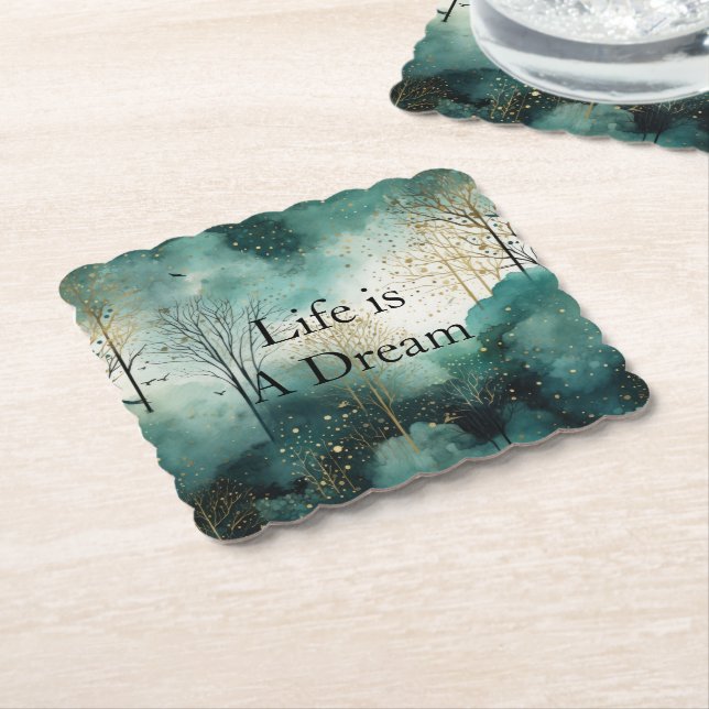 Posavasos De Papel Árboles de oro verdes (En perspectiva)