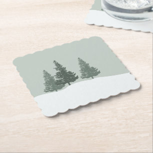 Posavasos De Papel Árboles forestales de Winter Wonderland
