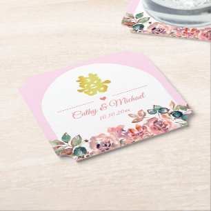 Posavasos De Papel Arco floral blanco rosa boda china