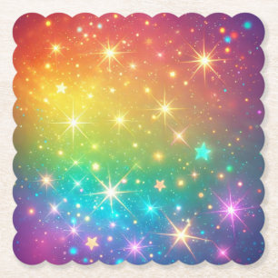 Posavasos De Papel Arcoíris colorido estrella espacio