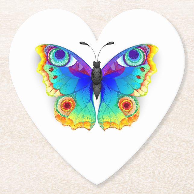 Posavasos De Papel Arcoiris mariposa Peacock Eye (Anverso)