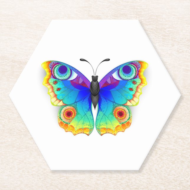 Posavasos De Papel Arcoiris mariposa Peacock Eye (Anverso)