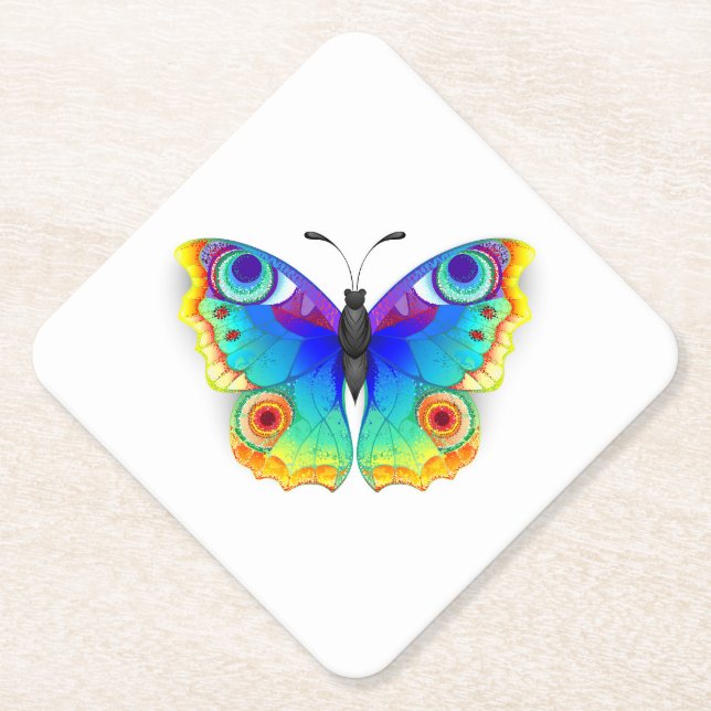 Posavasos De Papel Arcoiris mariposa Peacock Eye (Anverso)