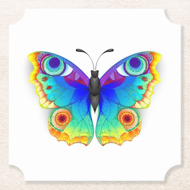 Posavasos De Papel Arcoiris mariposa Peacock Eye (Anverso)
