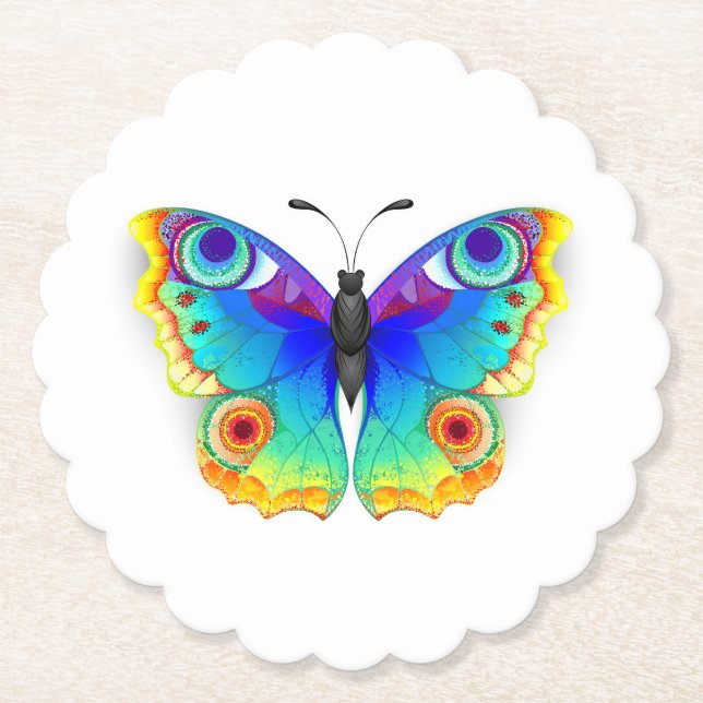 Posavasos De Papel Arcoiris mariposa Peacock Eye (Anverso)