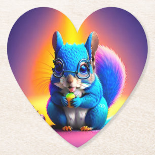 Posavasos De Papel Ardilla Azul Comiendo Una Fruta