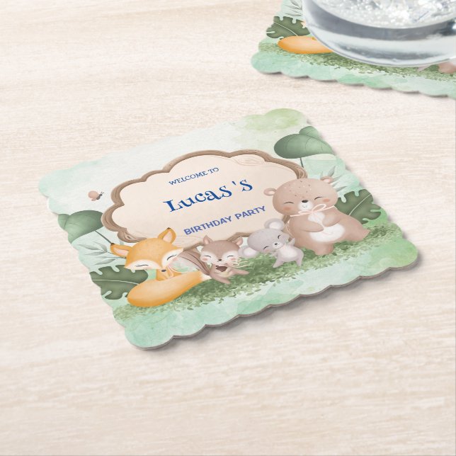 Posavasos De Papel ardilla de Oso Cute (En perspectiva)