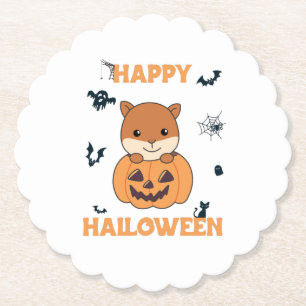 Posavasos De Papel Ardilla En Calabaza Dulces Animales Felices Hallow