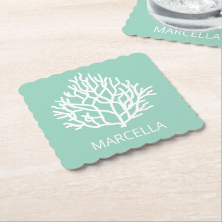 Posavasos De Papel Arrecife de Coral Nombre Personalizado Verano Play