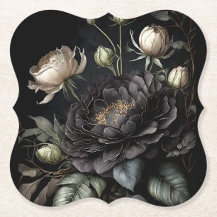 Posavasos De Papel Arreglo de Rosa gótico Flor negra
