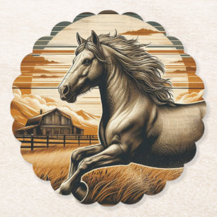 Posavasos De Papel Arroz/caballo vintage/occidente