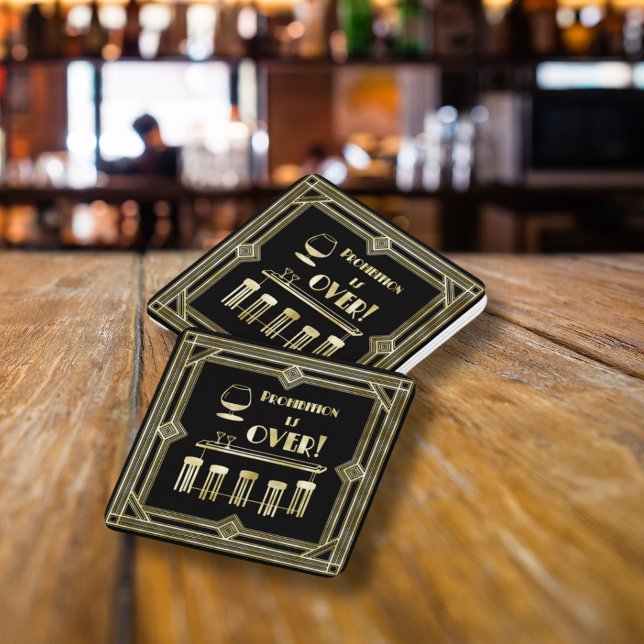 Posavasos De Papel Art Deco Retro Fiesta de prohibición de Año Nuevo (Art Deco Retro New Years Eve Prohibition Bar Party Paper Coaster)
