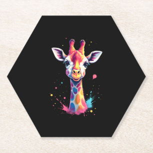 Posavasos De Papel Arte animal africano La colorida jirafa para diver