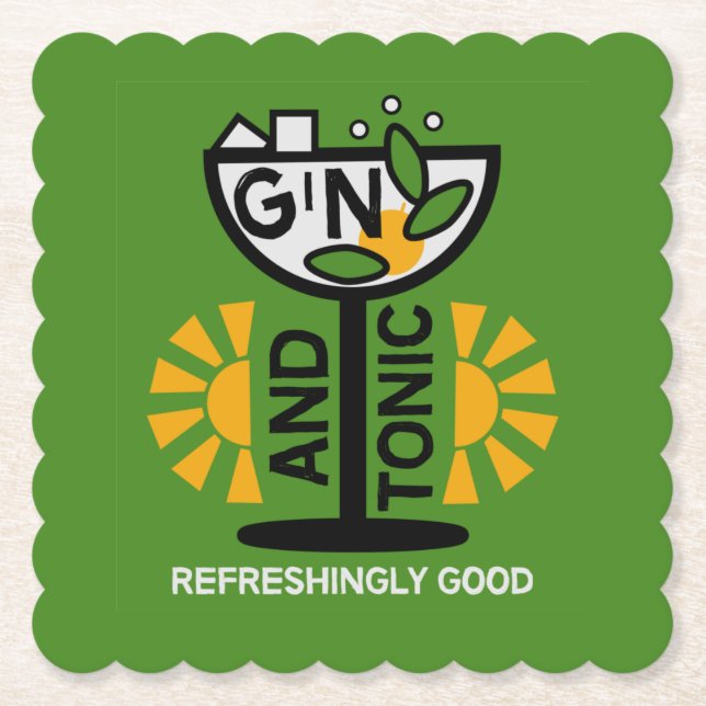 Posavasos De Papel Arte Antiguo de Gin Tonic (Anverso)