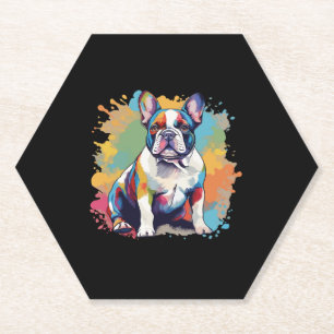 Posavasos De Papel Arte colorido de Bulldog Francés para amantes de c