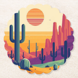 Posavasos De Papel Arte colorido del desierto del sudoeste