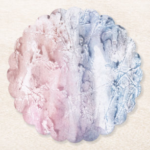 Posavasos De Papel Arte de acuarela abstracto de mármol rosa azul