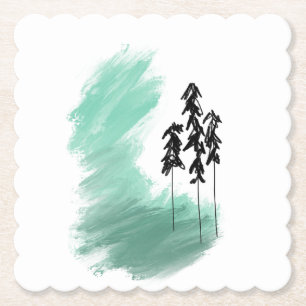 Posavasos De Papel arte de árbol verde escandinavo simple moderno men