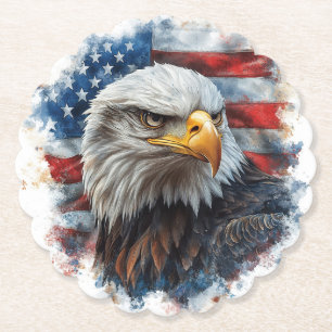 Posavasos De Papel Arte de bandera patriótica del águila americana 