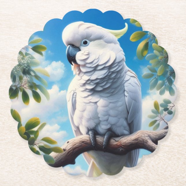 Posavasos De Papel Arte de Cockatoo (Anverso)